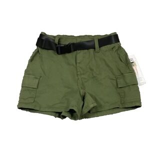 Women's Madden NYC Belted Utility MINI Shorts Cargo Pockets Army Green Size XS
